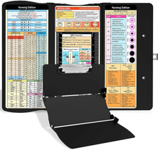 Nursing Foldable Clipboard Trifold Metal Clipboard with Nursing Cheat Sheets