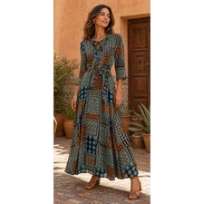 KUT from the Kloth Dress Womens 6 Multi Color Boho Patchwork Geometric Mod
