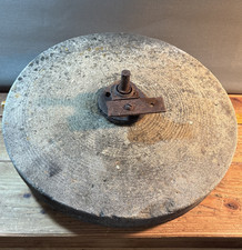 Antique Primitive Grinding Stone Sharpening Wheel Mounting Hole Farm Rustic 18  