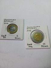 World Coins - Pair of bi-metallic Coins from The Dominican Republic
