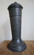 Großer Antik Zinnkrug, Zunftkrug, Bierkrug, Walzenkrug.  Um 1706