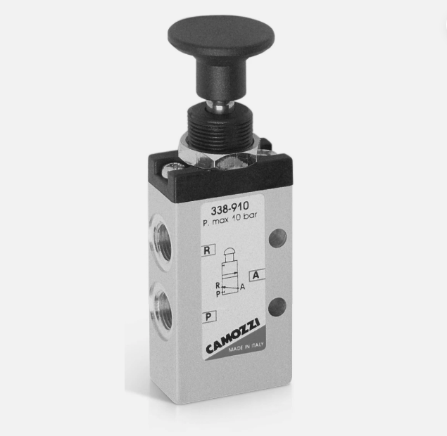 Camozzi 338-910 3/2 Bi Stable,1/8 Bsp Manual Push 2 Position Pull ,Panel Mount