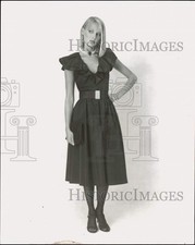 1982 Press Photo Crinkly taffeta "Little Black Dress" by JCPenney - pia07236