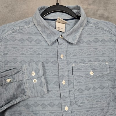 The North Face Shirt Mens Medium Blue southwest aztec printed L/S button up