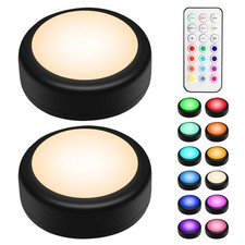 LED Puck Lights with Remote Control, Wireless Under Cabinet Closet Lighting...