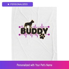 Custom Pitbull Pit Bull Paw Print Heartbeat Blanket Personalized Pet Name