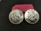 1958-P & 1959-P Franklin 90% Silver Half Dollars Brilliant Uncirculated