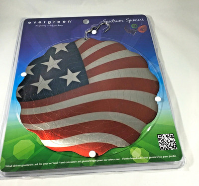 Americana Flag  Wind Driven 3D Spectrum Spinner Metal  10'' Diameter Evergreen