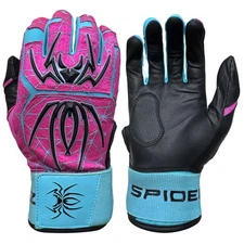 Spiderz ENDITE X Wrist Strap Adult Baseball Batting Gloves - Pink/Turquoise - M