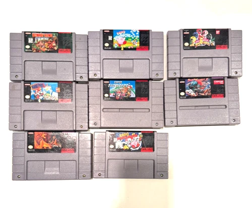 New ListingSuper Nintendo SNES Game Lot 8 games Mario Kart, Donkey Kong, Kirby – Untested