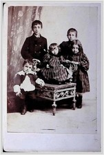1880s Family Cabinet Card Photograph-Five Children's Formal Studio Portrait