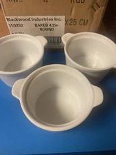 (12) Round Baker 4.2” Ramekin with handles. Perfect For Dips, Pot Pies, Desserts