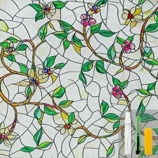 Frosted Stained Glass Window Privacy Film Static Cling Decorative Tint UV Blo...