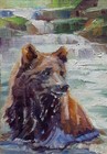Bear  #98 Original ACEO Oil Painting "Refreshing"  ATC by Lee Ellen Smith — photo 3