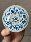Fratelli Toso Murano Glass Paperweight Millefiori Blue White Red Vintage