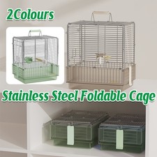 Portable Stainless Steel Folding Bird Cage Travel Outdoor Carry Parrot Cage AU