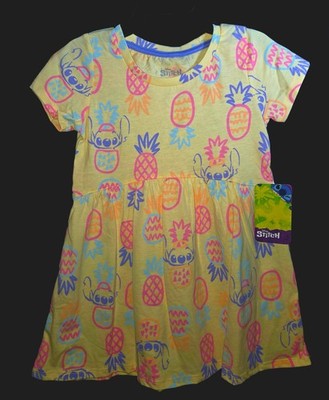 Disney Lilo & Stitch Toddler Girls Dress   Pineapple Print | Tropical Summer Out