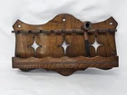 Antique Vintage Solid Oak Wall Hanging Smoking Pipe Rack Arts & Crafts Estate