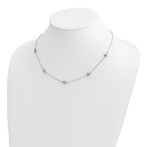 14k White Gold Polished 5 Station Necklace 16" w/2 in ext. 2.83gm - Picture 4 of 5