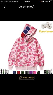 BAPE ABC Pink Camo Shark Full Zip Hoodie - Size M