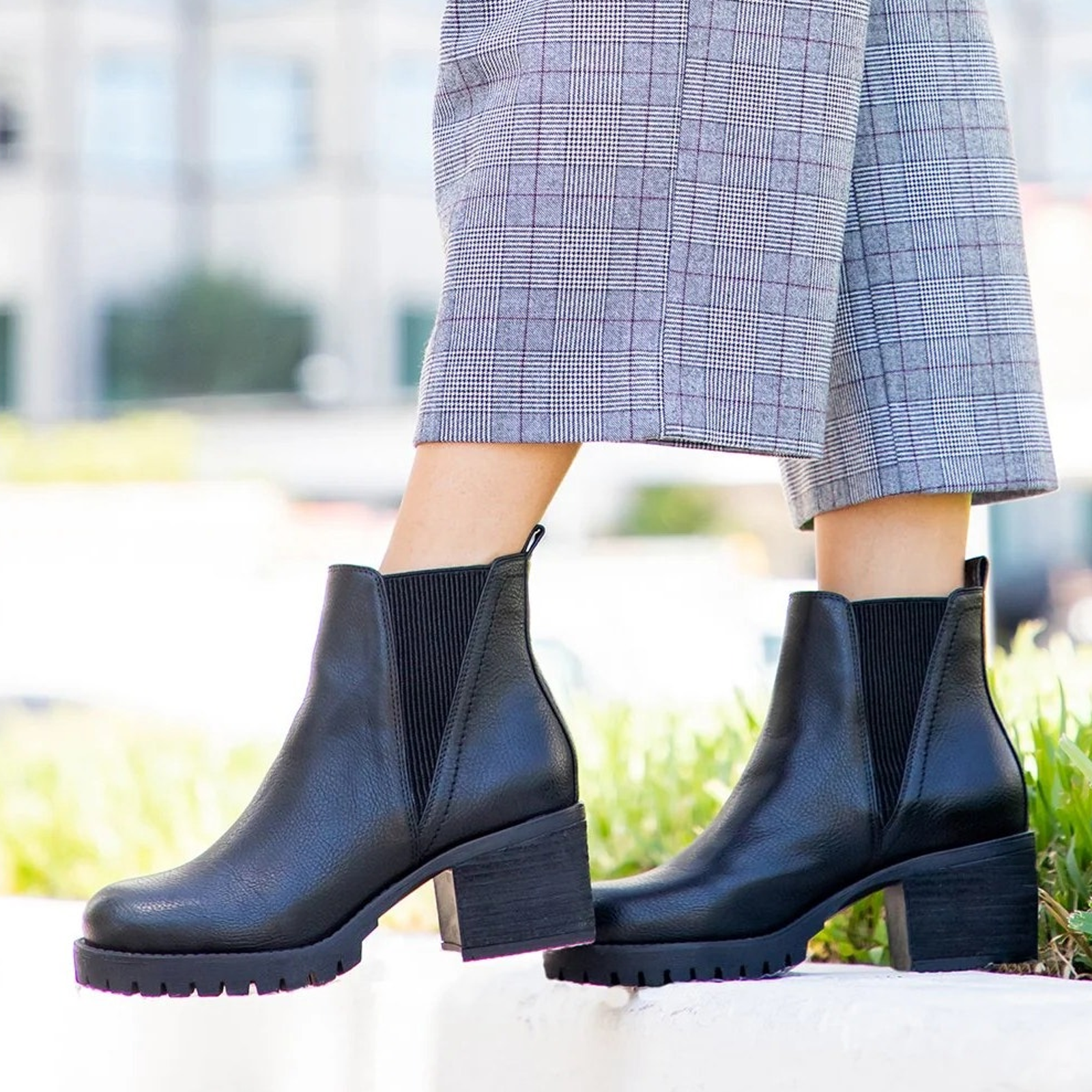 SAOLA Stivaletti Chelsea Mia taglia 9 M neri jody suola a strappo tacco a blocco slip on P1 31