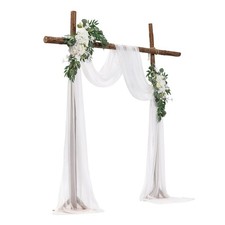 Artificial Wedding Arch Flowers Kit, White Wedding Arch Flowers with Drapes Kit