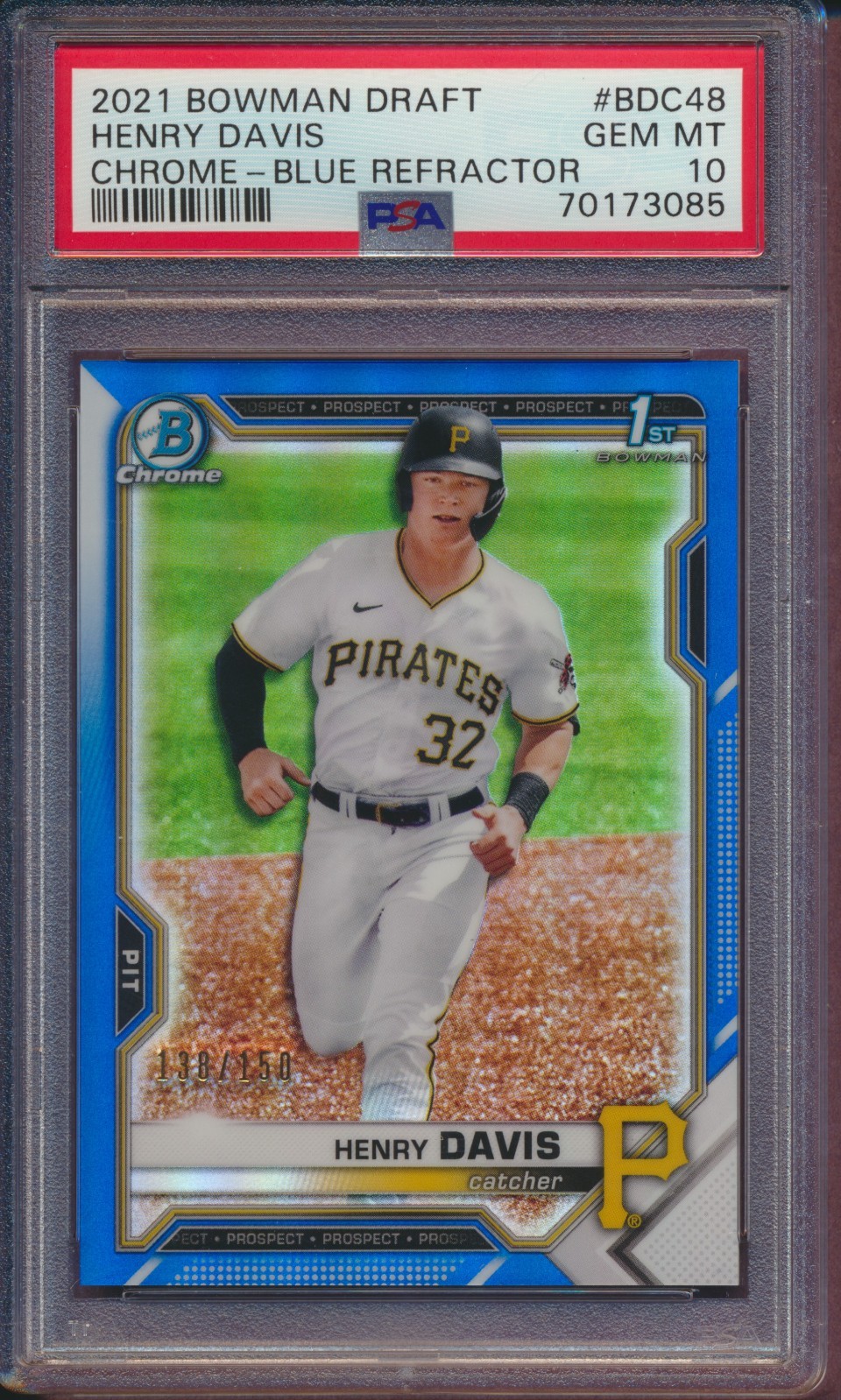 Henry Davis 2021 Bowman Draft Chrome Blue Refractor 1st #D 138/150 PSA 10