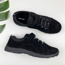 Lands End Casual Sneakers Black Suede Comfort Shoes Boys Girls Youth 6