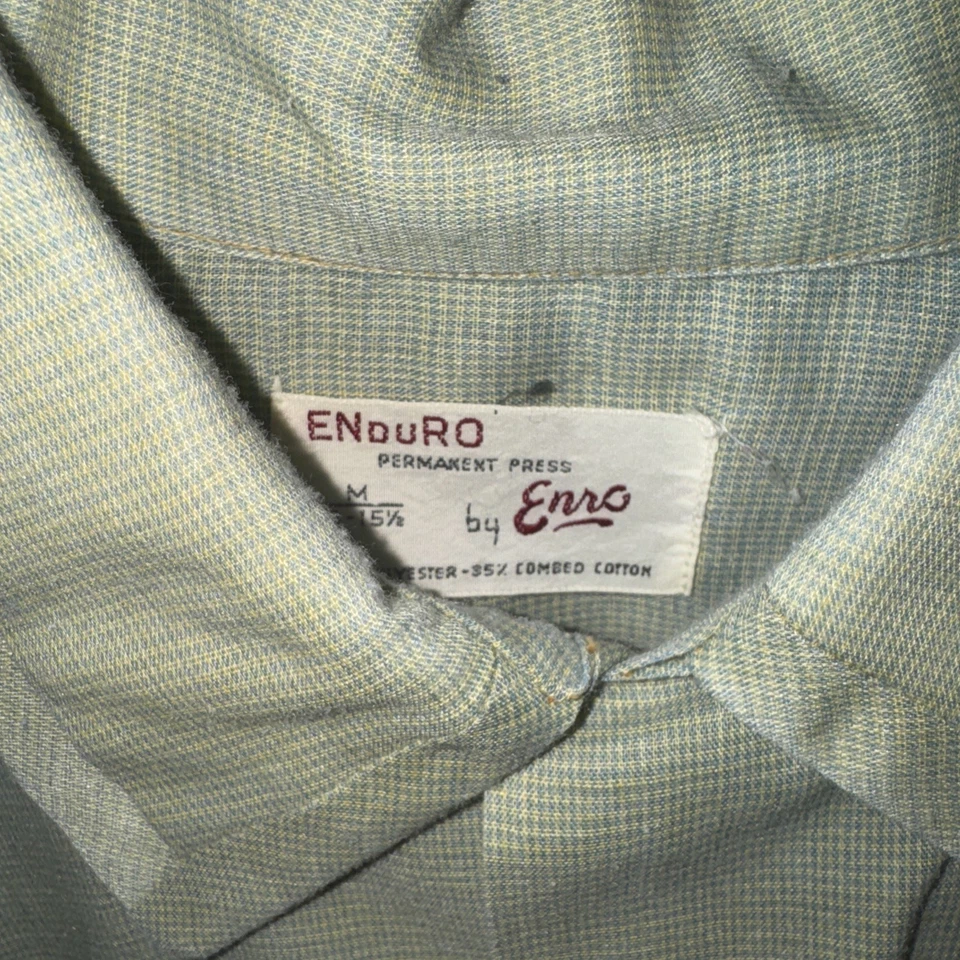 Enduro By Enro Años 50 Piel de Tiburón Verde Puntada Dorada Hombre’s Abotonada M Cuello Lazo Foto 2 de 4