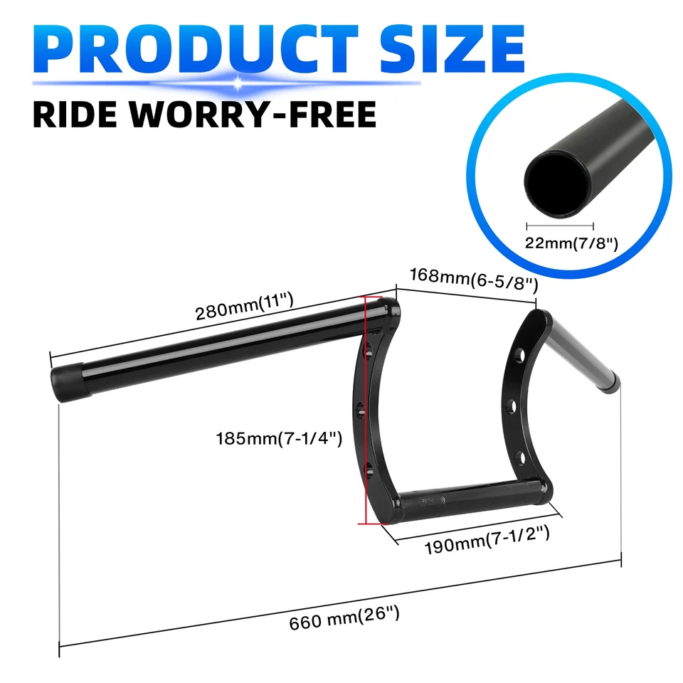 Подвеска для руля Honda Rebel 250 300 450 500 1100 7/8 дюйма подъем 7 дюймов Z-Bar сделано в США - Изображение 4 из 4