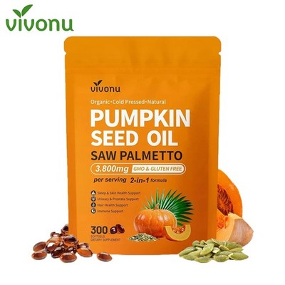 Pumpkin Seed Oil 3800mg with Saw Palmetto 300 Softgels | VivoNu Immune Support