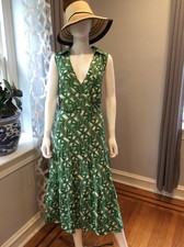 Tahari Green Floral Midi Dress Women's Sleeveless Dress Size 16
