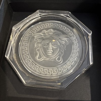 Versace Medusa Lumiere By Rosenthal Crystal 4'' Coaster Set of Two