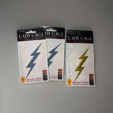 Lot Of 5 LADY GAGA PEEL AND STICK LIGHTNING BOLT BODY STICKERs 2 Blue 3 Gold