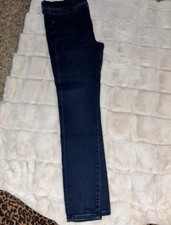 Express Women's Dark Blue Denim Skinny Jeans Mid Rise Solid 5-Pocket Winter Fall