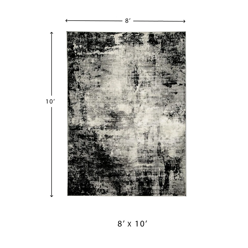 Alfombra Zekeman Contemporánea 8 x 10 Pila Mediana Diseño Abstracto, Negra, Crema y Gris Foto 2 de 4