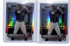 (2) Lot 2025 Bowman Chrome Draft Kayson Cunningham Refractor 1st Prospect #BDC84