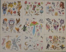 Vintage Tattoo Flash Sheets ~ Cherry Creek ~ Rand Johnson ~ Lot of 10 Sheets
