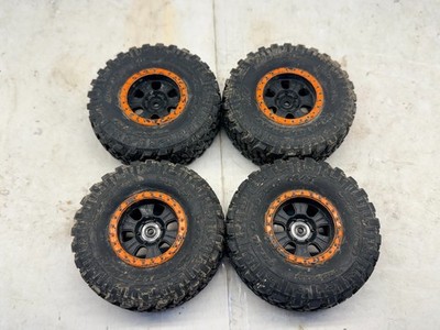 Used Axial Capra UTB18 1/18 Nitto Trail Grappler Mini Wheels & Tires Orange 5622