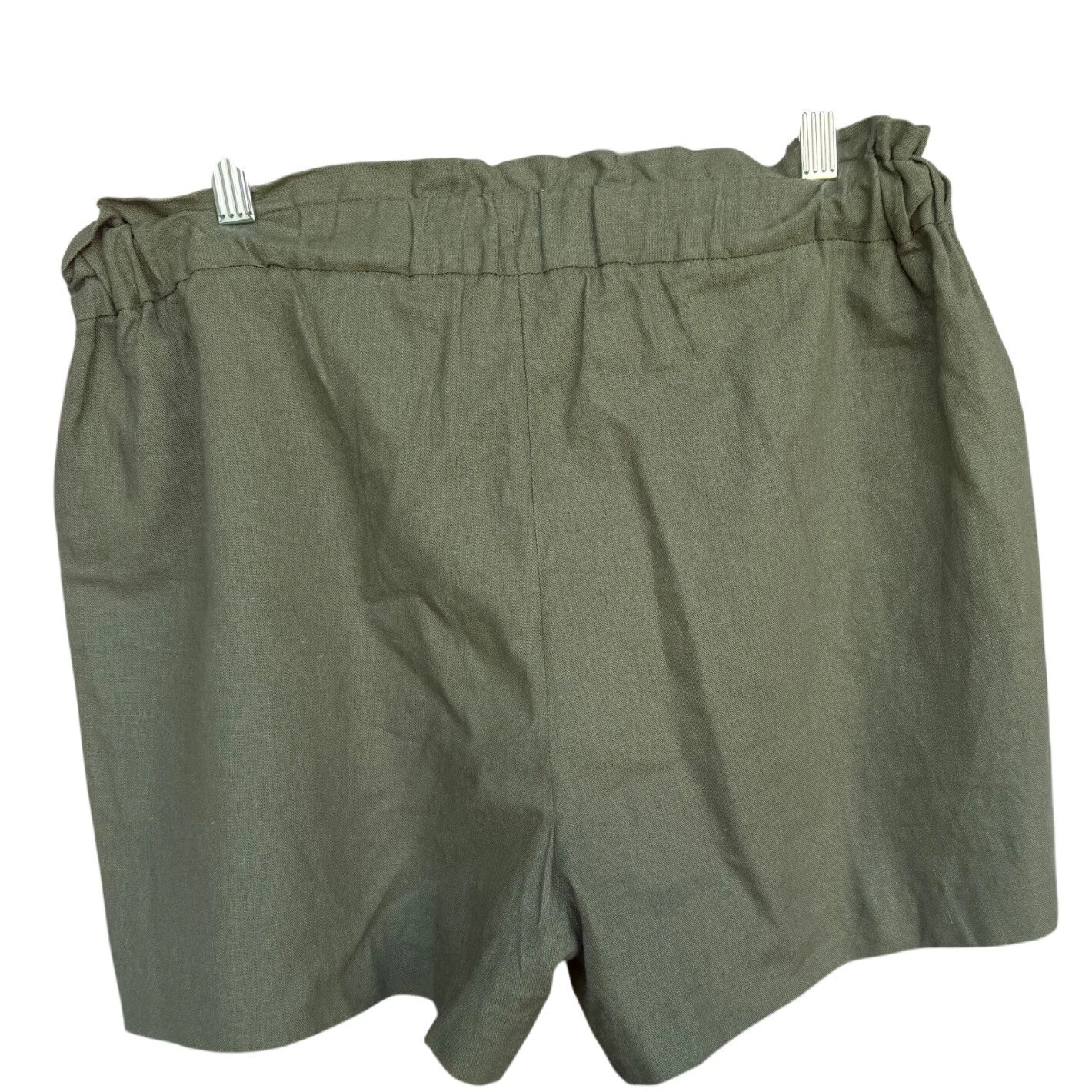 Banana Republic Womens Olive Green Linen Blend Drawstring Paperbag Shorts Size M