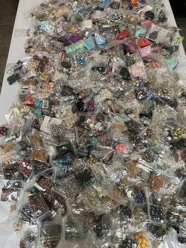 50 Bags Of Beads & Jewelry Making Supplies Mystery Lot Grab Bag