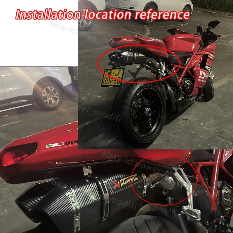 For Ducati 848 1098 1198 Exhaust Tip Mid Pipe Carbon Muffler Slip On 51MM System - Image 3 of 4