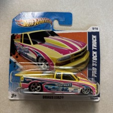 2011 Hot Wheels #129 Drag Racers 9/10 CHEVY PRO STOCK TRUCK Yellow Short Card SC