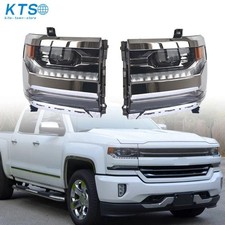 For Silverado 1500 2016-2018 Led Headlight Frame Rightleft Side Chrome Housing
