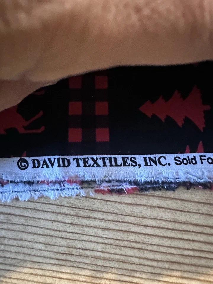 Christmas Cotton Black And Red Check,  Deer And Trees By David Textiles 1 1/3yds - Image 3 of 3