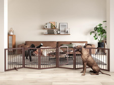 144-Inch Extra Wide 30-Inch Tall Dog Gate with Door Walk Through, Freestanding r