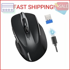 TECKNET Wireless Mouse Rechargeable, 2.4G USB-A Silent Mouse, Quiet Click, 6 Adj