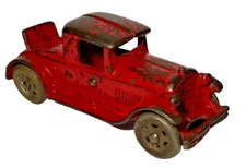 1930s AC Williams Cast Iron Ford Red Coupe Car w/ Rumble Seat 6"