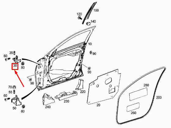 MERCEDES-BENZ C W205 Front Right Upper Door Hinge A2057200237