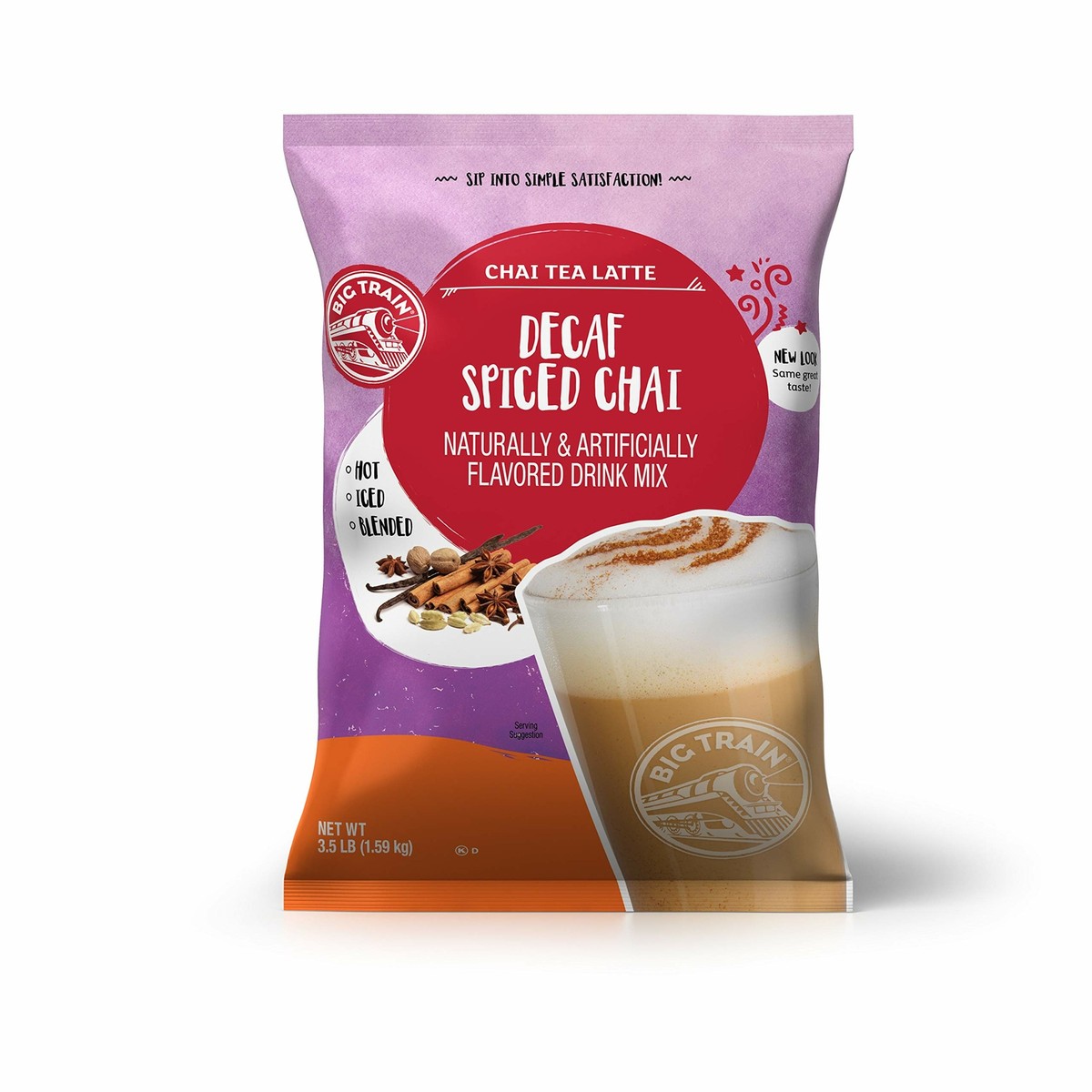 Big Train Chai Tea Latte Mix, 3.5 lb Bag - Decaf Spiced Chai